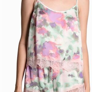 In Bloom Pink and Green Tie-Dye Pajama Set